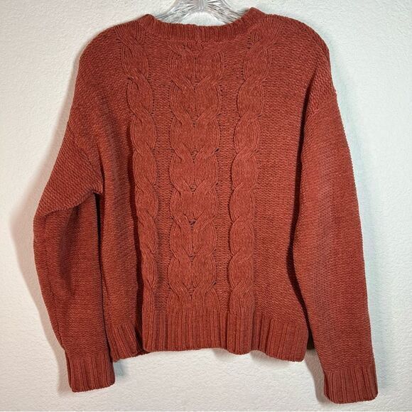 American Eagle Rust Chunky Cabbleknit Cozy Pullover‎ Sweater Womens Size Small - Picture 5 of 6